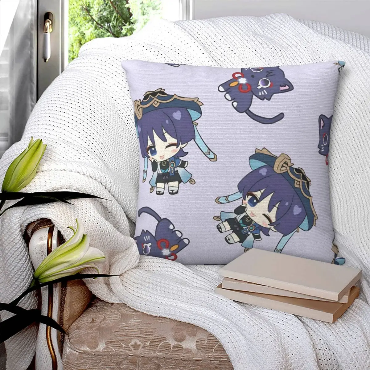 Genshin Impact Scaramouche Wanderer Pillowcase Soft Polyester Cushion Cover Decorative Pillow Case Cover Home Square 45*45cm