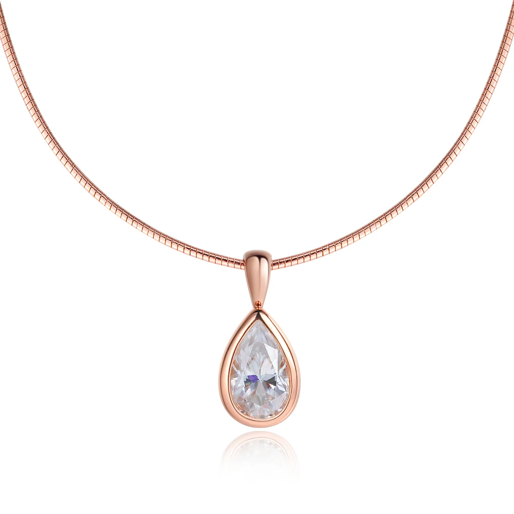 3CT D‑Color VVS1 Pear Cut Solitaire Moissanite Pendant Necklace Pass Diamond Tester 1.5MM Choker Chain S925 Sterling Silver Luxury Fine Jewelry Gift For Women Wedding Anniversary Daily Wear view 8