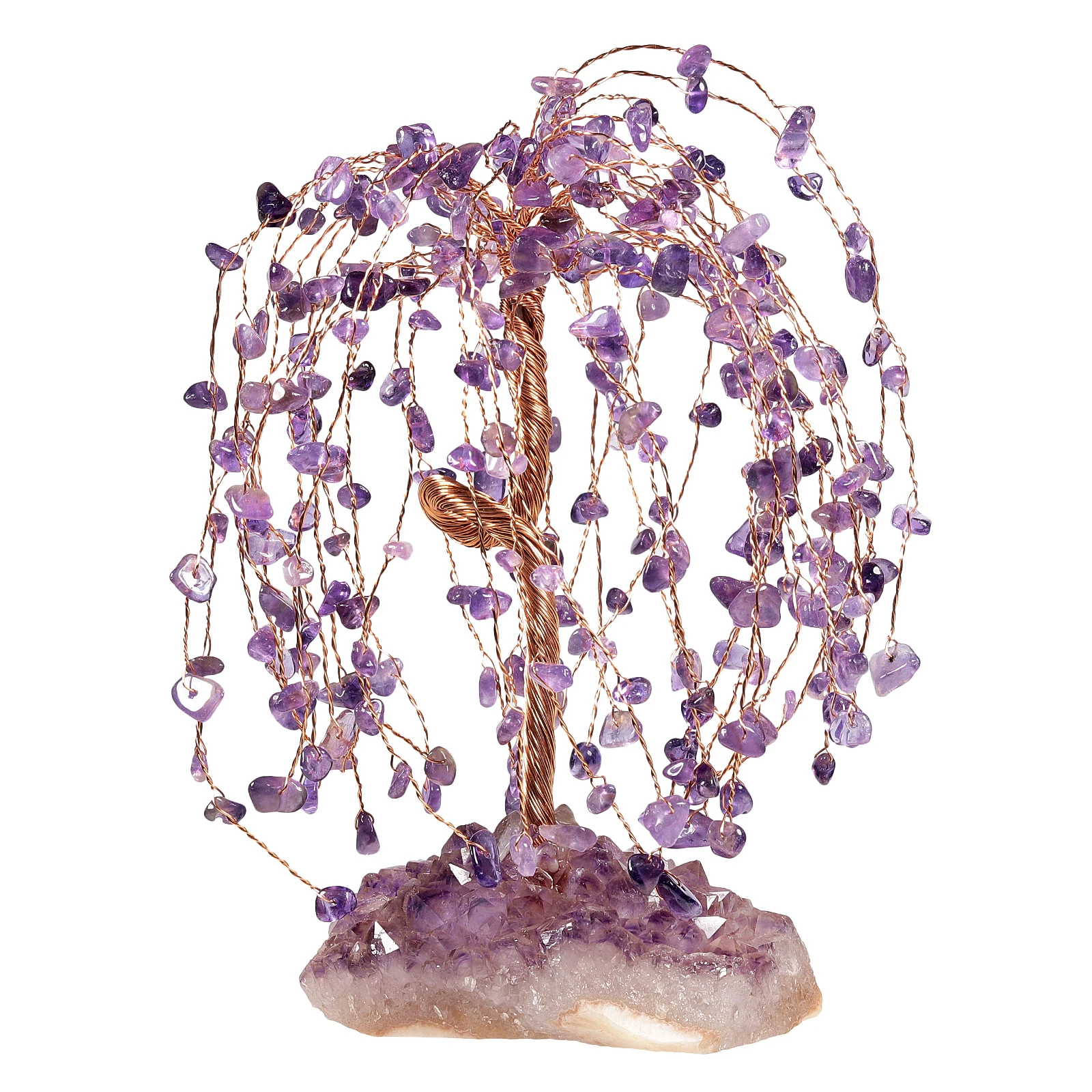 

TUMBEELLUWA Natural Crystal Tree With Raw Amethyst Cluster Base Feng Shui Bonsai Money Tree Figurine For Home Decoration