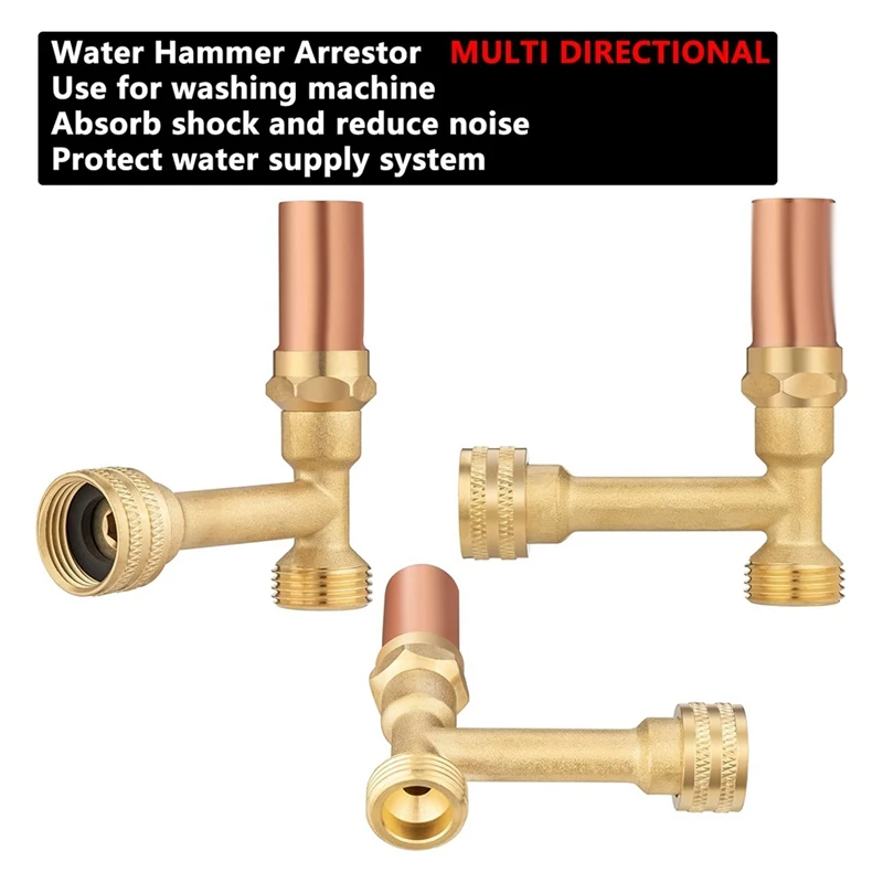 BAAG- (paquet de 2) Parafoudre de marteau à eau pour Machine à laver et tuyau d'arrosage de 3/4 pouces, en cuivre, absorbe les chocs et réduit le bruit