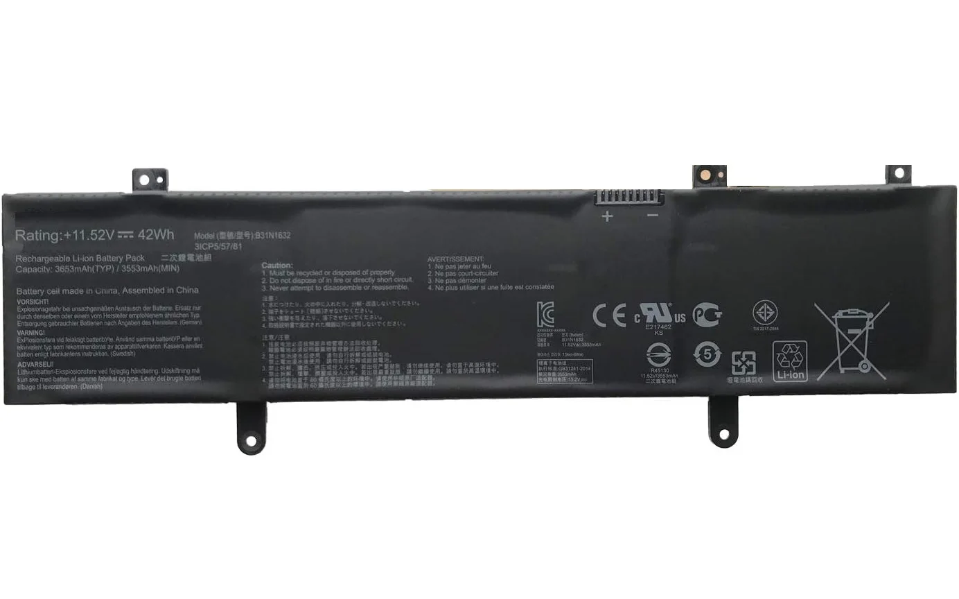 Imagem -05 - Bateria do Portátil para Asus Vivobook X405u X405ua X405uq X405ur Zenbook S4100u S4100uq S4200uq Série 11.52v 42wh 3653mah B31n1632