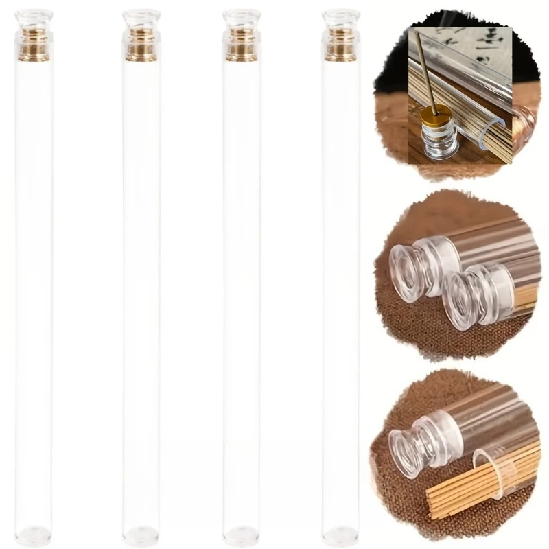 2 Pcs Clear Acrylic Empty Incense Storage Tube with Holder for Sticks Clear Tubes Container for Sticks Yoga Meditation Space