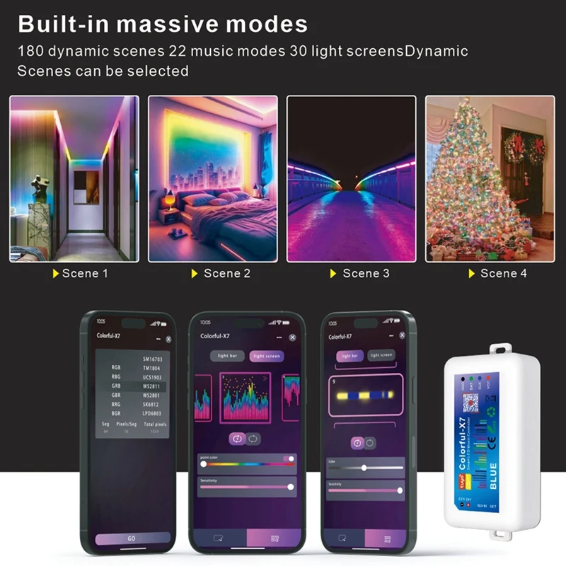 APPLIA-RGB LED Strip Light Controller DC5V-24V Tuya Bluetooth Music Controller Ambient Light Controller Smart App Control