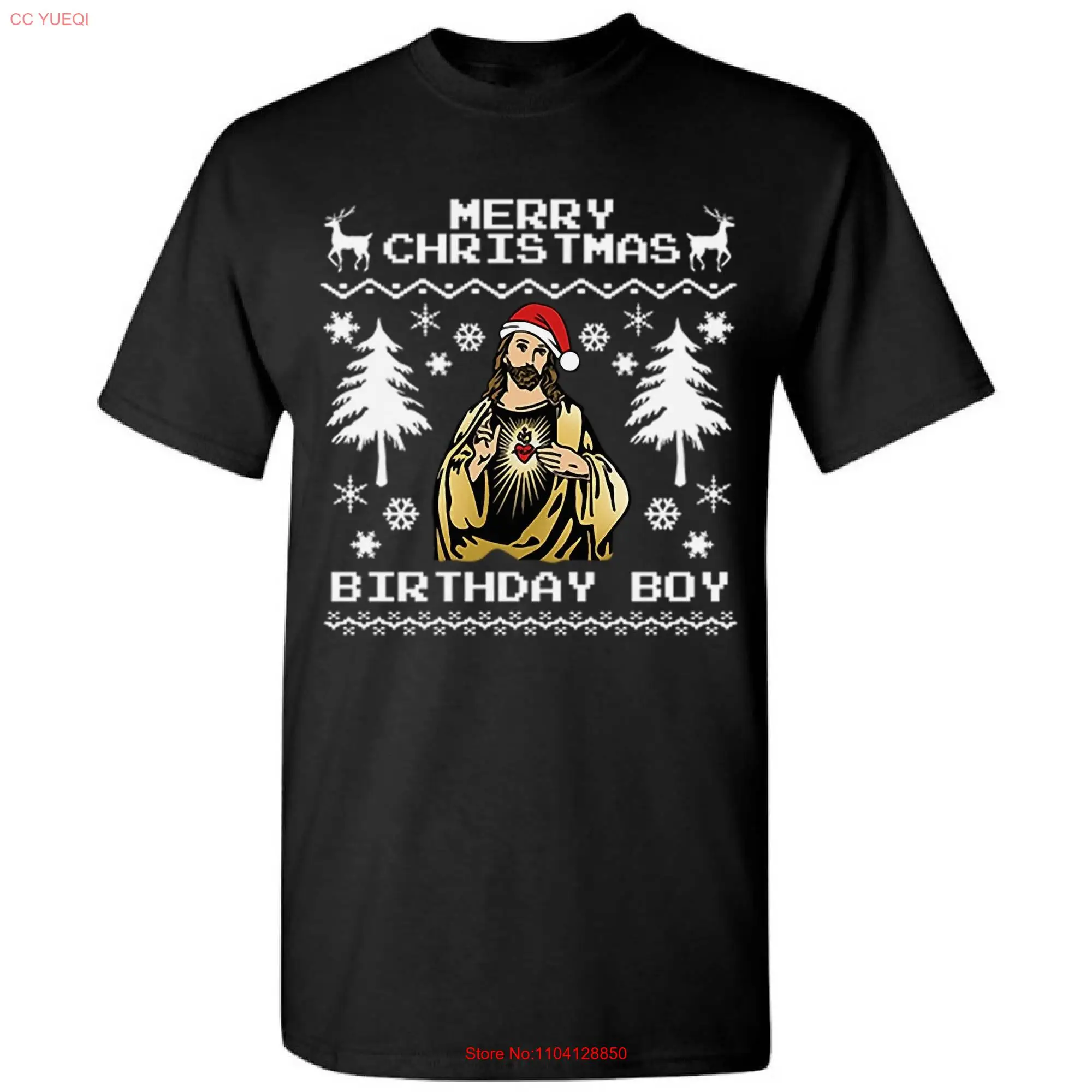 Merry Christmas Birthday Boy T Shirt Ugly Mens Holiday Jesus for men top Men's long or short sleeves