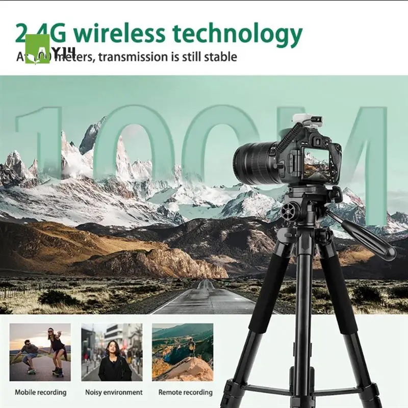 

AY14-2,4G беспроводной петличный микрофон с шумоподавлением для мобильного телефона, двусторонний микрофон для записи прямой трансляции