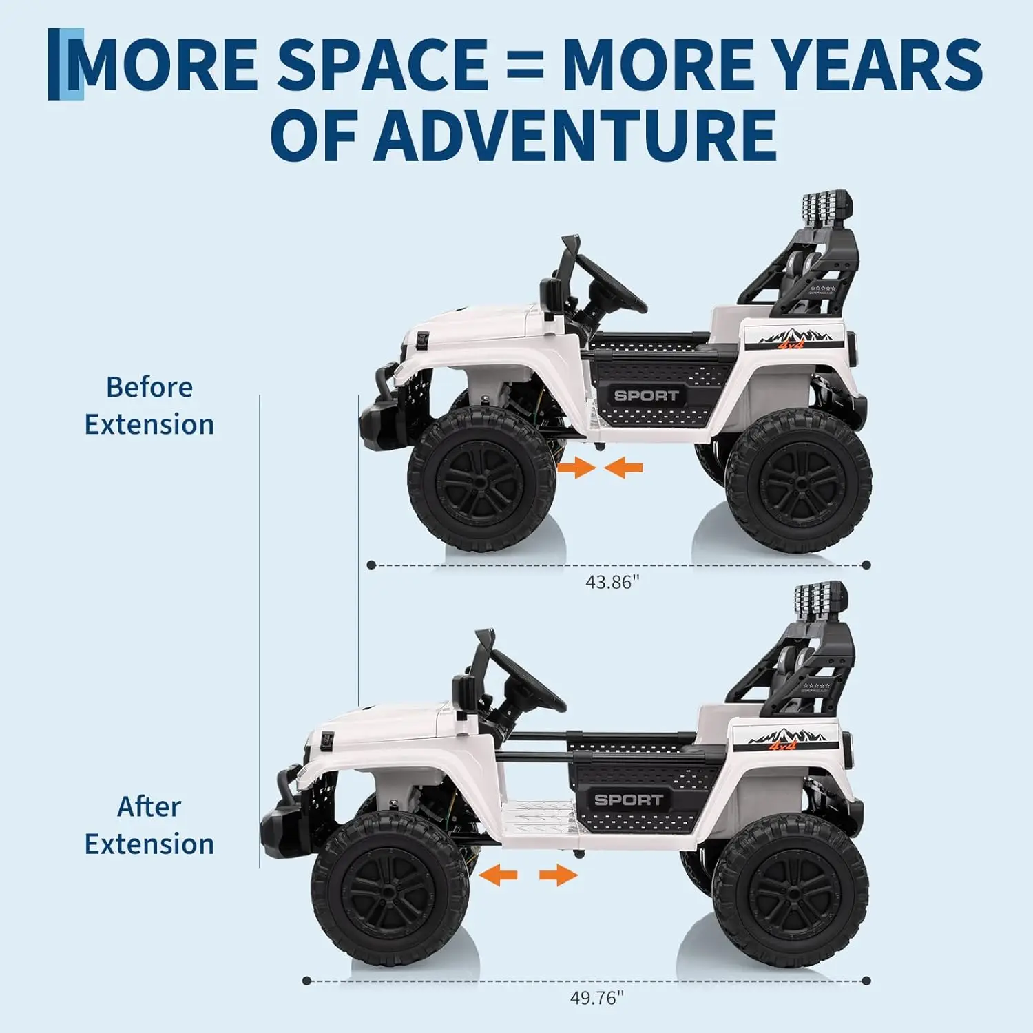 ركوب بمقعدين على سيارة الأطفال والمركبات الكهربائية مع جهاز تحكم عن بعد قابل للتعديل لموسيقى السيارة ASTM/CPSIA معتمد 3 سرعات أضواء LED