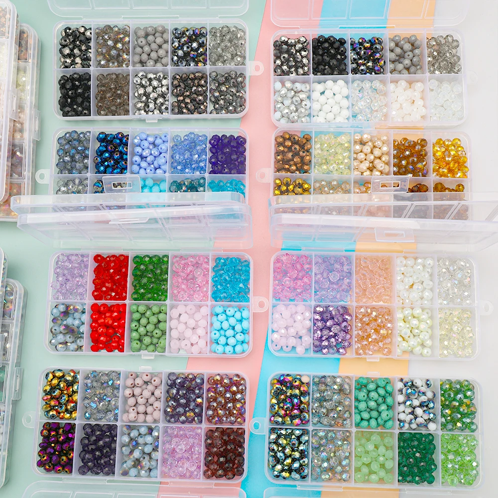 400 sztuk/pudło kryształ Rondelle 6mm fasetowane szkło okrągłe luźne koraliki dystansowe DIY Making Charm bransoletki biżuteria akcesoria robótki