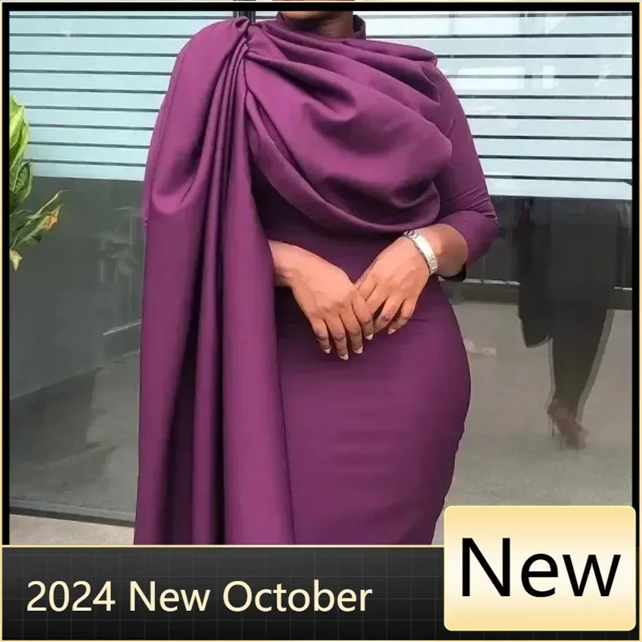 

Customized African Dresses for Women 2024 Spring New Arrival African Long Sleeve Solid Color Midi Bodycon Dress Dashiki Africa C