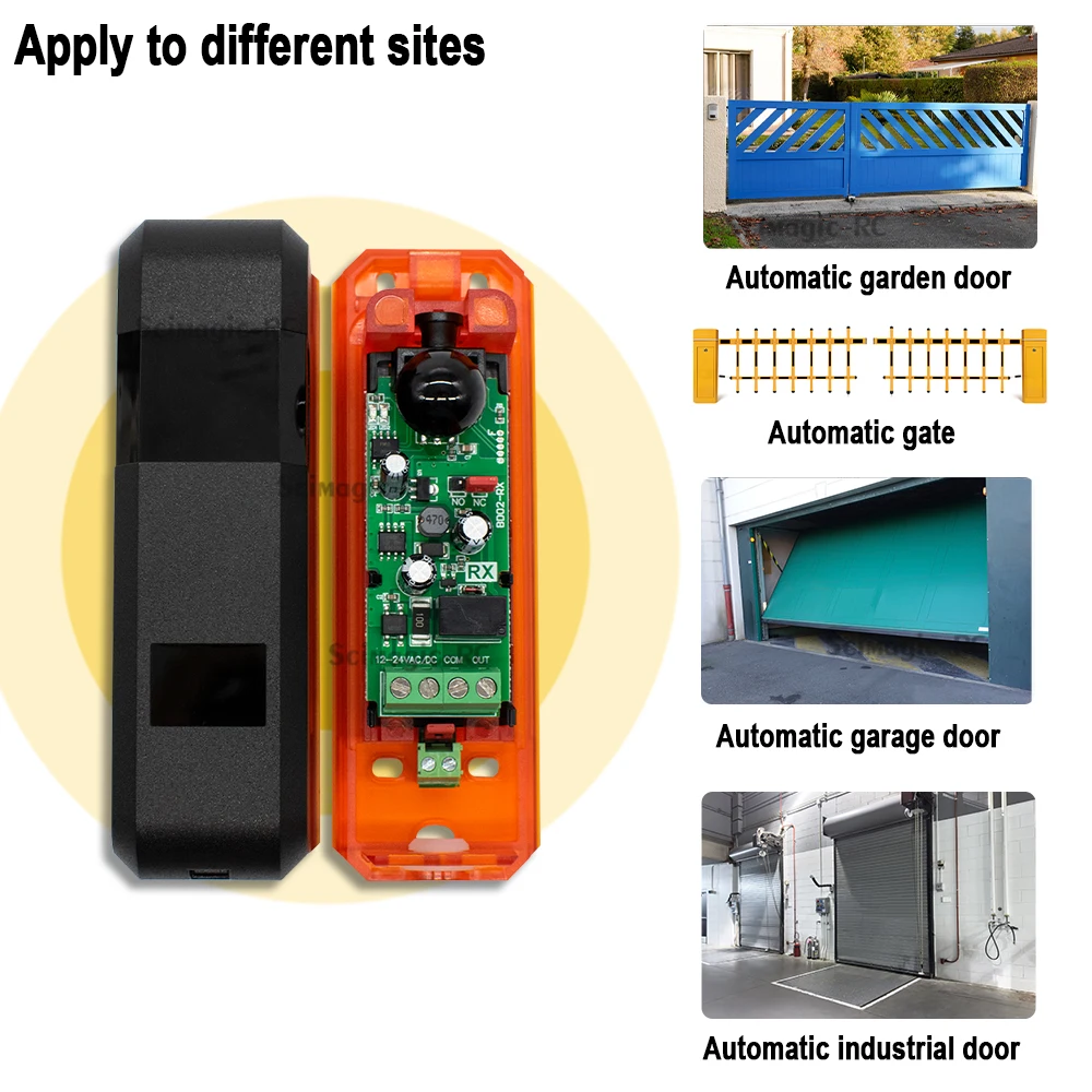 Детектор двери барьера с сигнальной лампой, фотоэлемент, инфракрасный датчик луча 12-24 В 180 °   Фотоэлектрический датчик для автоматических ворот гаража