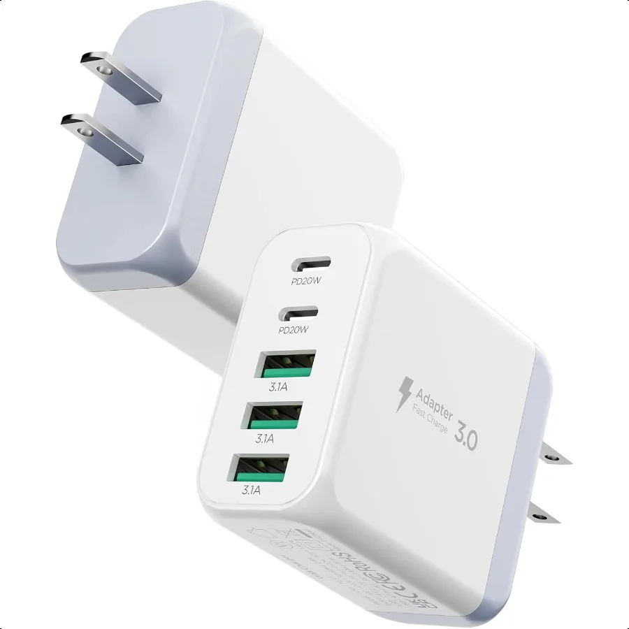 

Зарядное устройство USB C [2 шт.] Зарядное устройство типа C Быстрая зарядка 50 Вт 5-портовое настенное зарядное устройство USB Многопортовый зарядный блок типа C Cube для iP