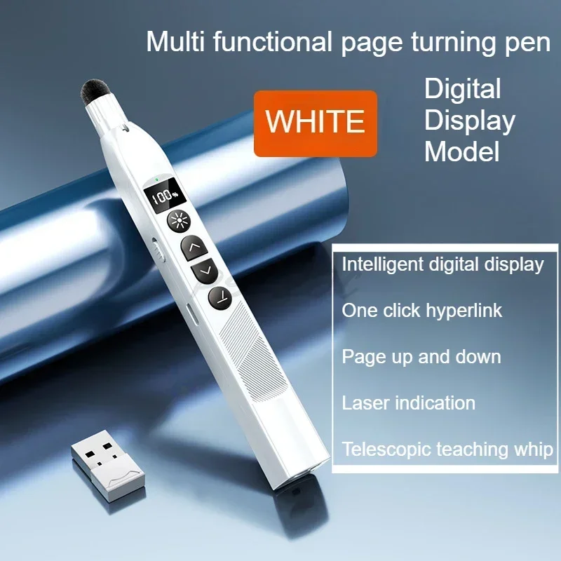 Teaching Whip Remote Control Pen PPT Business Presentation Speech Multi Functional Telescopic Page Flip Pen Red Laser