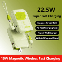20000mAh Magsafe Power Bank with Cable Stand Wall Charger Magnetic Wireless 22.5W Fast Charger For iPhone 16 X Samsung Powerbank