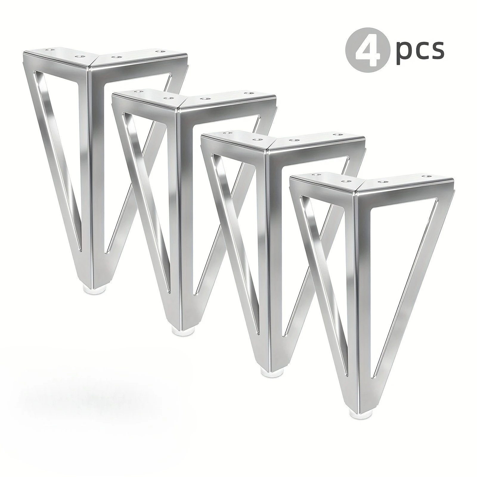 Srebrne metalowe nogi do mebli, pogrubione żelazne nóżki 15 cm do sofy, szafki RTV, szafki łazienkowej i stolika kawowego - wykończenie polerowane