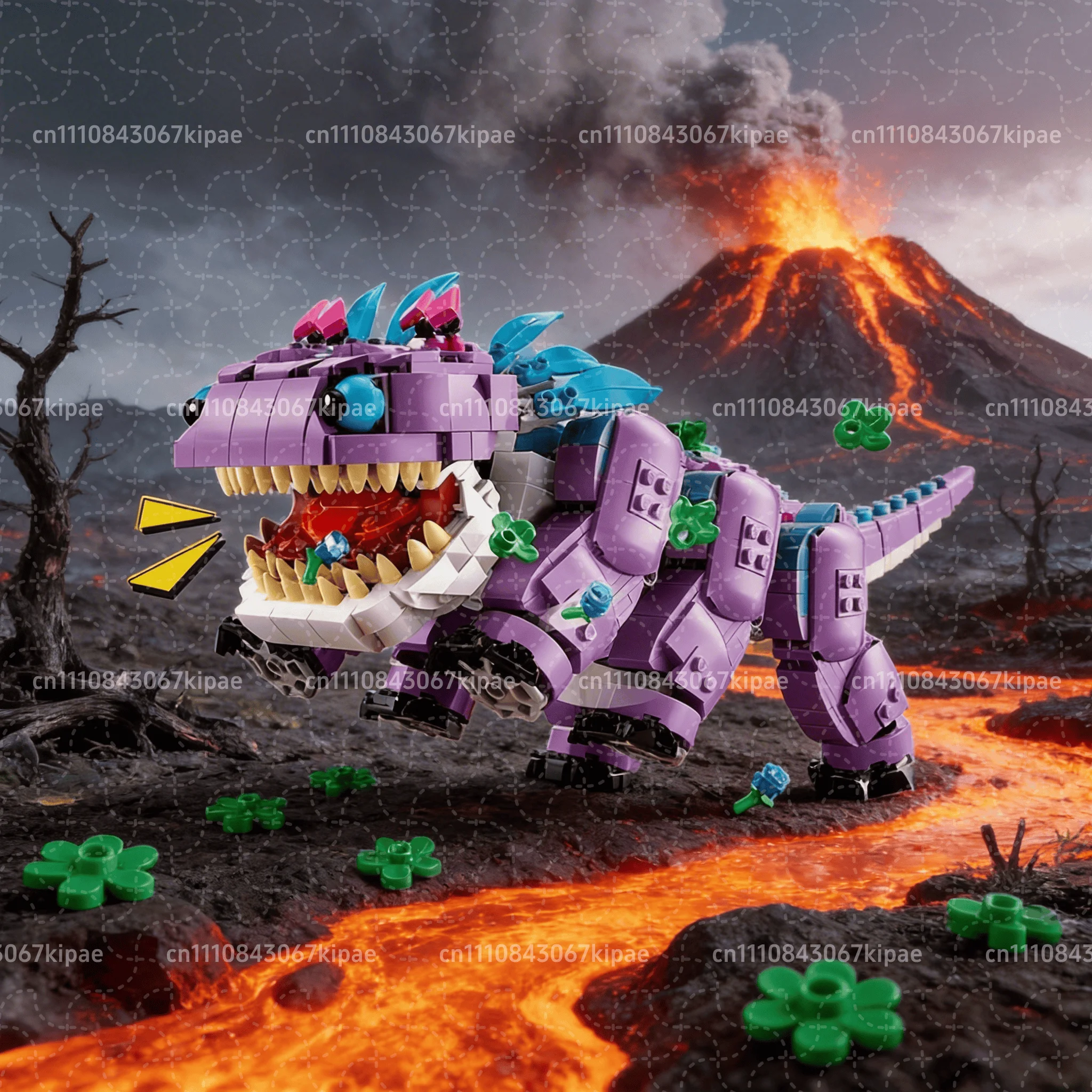 

Новый набор строительных блоков MOC Purple Dinosaur Crub Monster, 1084 детали, модель животного из мультфильма, развивающая игрушка, подарок для взрослых