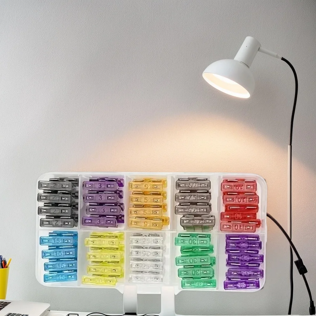 

Комплект огнестойких предохранителей, 100 шт., 2A-40A, быстродействующий цинковый сплав для автомобилей Tesla Cummins Harley