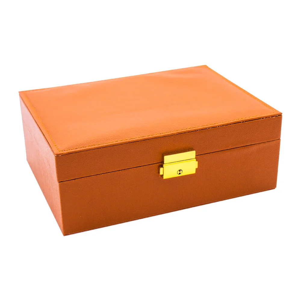 Jewelry Box with Lock PU Leather High Capacity Jewelry Organizer Jewelry Display Box for Bracelet Ring Stud Earring Supplies