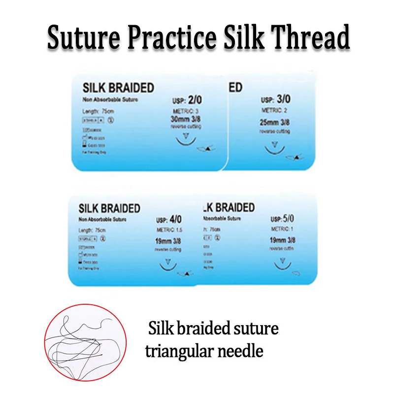 10Pcs Suture Practice Silk Braided Thread Non‑Absorbable Surgical Suture For Medical Student Veterinary Teaching