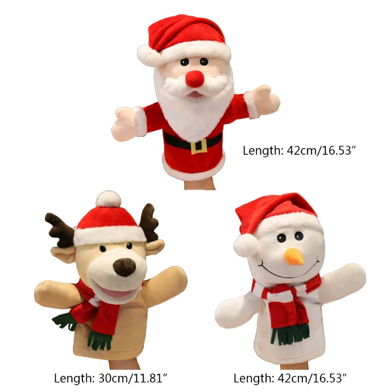 Christmas Hand Puppet Santa Claus Plush Stuffed Toy Cute Funny Elk Snowman Toy New Dropship