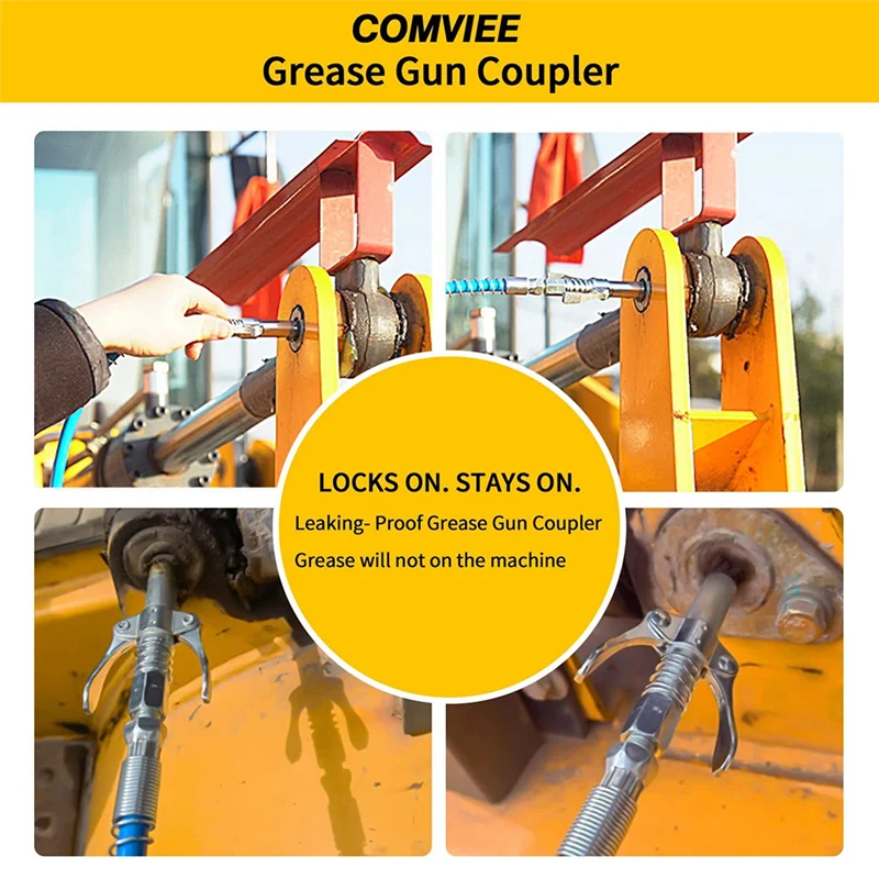 Most-Double Handle Grease Nipple Coupler Double Handle Quick Lock Release Grease Ends Couplers Compatible All Grease Fittings