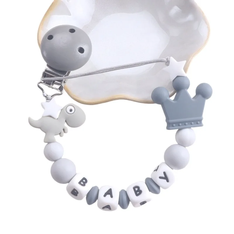 Baby handgemachte Silikon Holz Schnuller Schnuller Clip sichere Zahnen Kette Beißring Schnuller Halter Kette