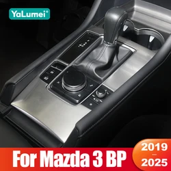 For Mazda 3 BP 2019 2020 2021 2022 2023 2024 2025 Stainless Steel Car Gear Shift Panel Trim Cover Water Cup Holder Accessories