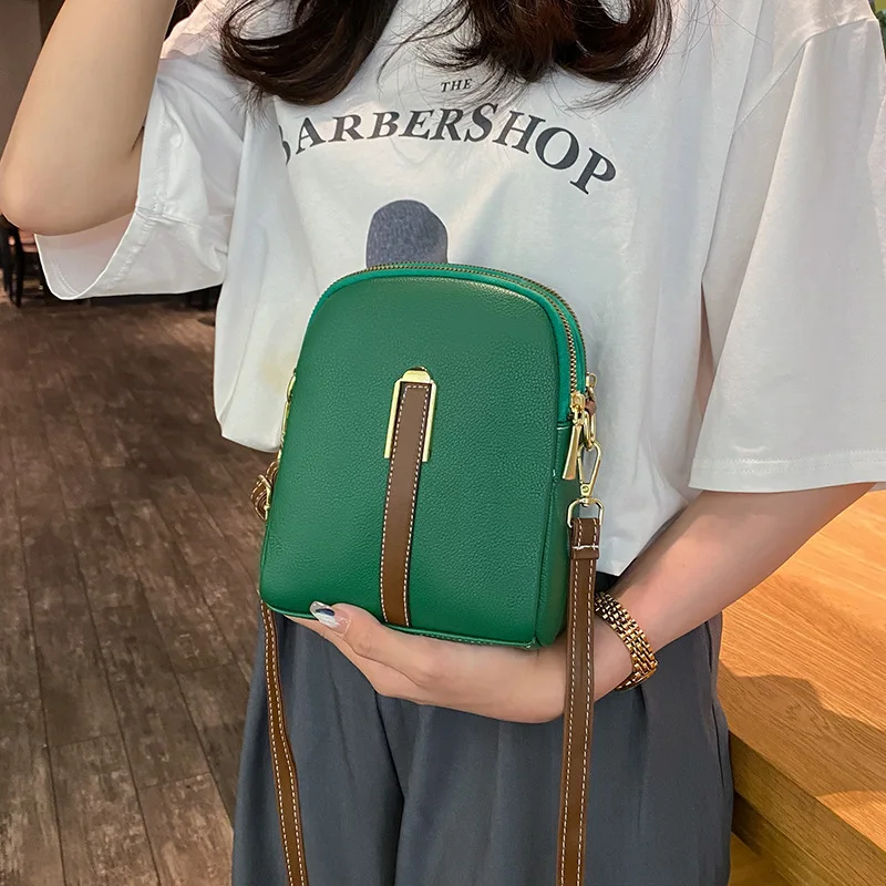 Bag Women 2022 New Fashion Color Contrast Shoulder Bag Casual Summer Mobile Phone Light Double Layer Vertical Mobile Phone Bag