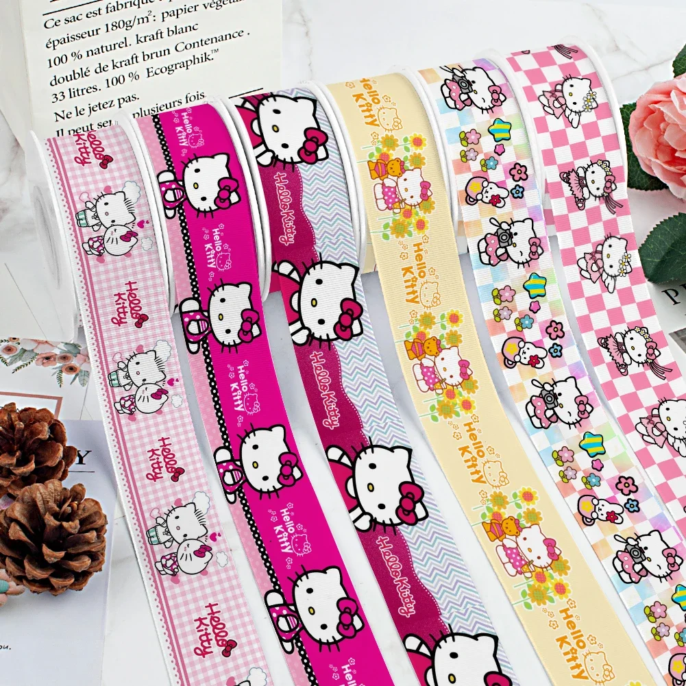 

Japan Cartoon Sanrio Hello Kitty Printed Grosgrain Ribbon for Cheer Bows DIY Girl Headwear Hair Bows 10yards Satin Ribbon