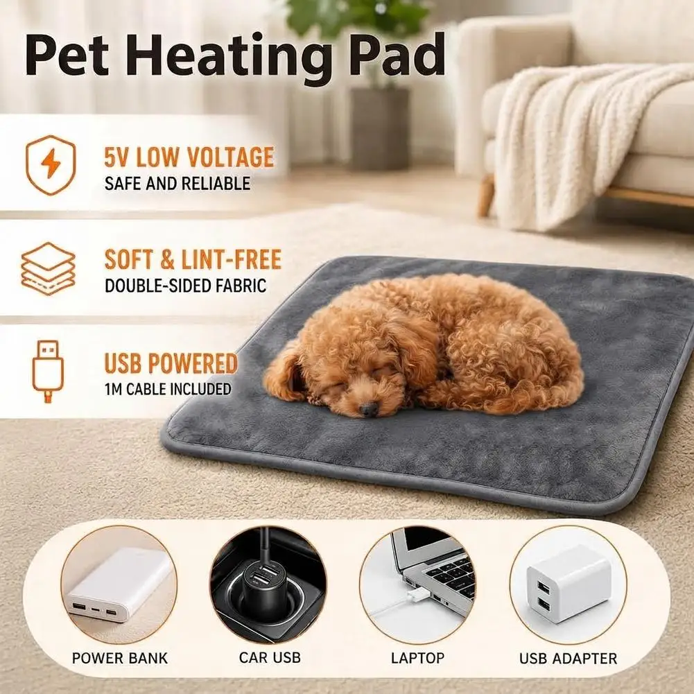 USB Plug In Pet Warmer Mat Cat Dog Mat Extra Warm Thermal Pet Crate Pad For Indoor Outdoor Pets USB Rechargeable New
