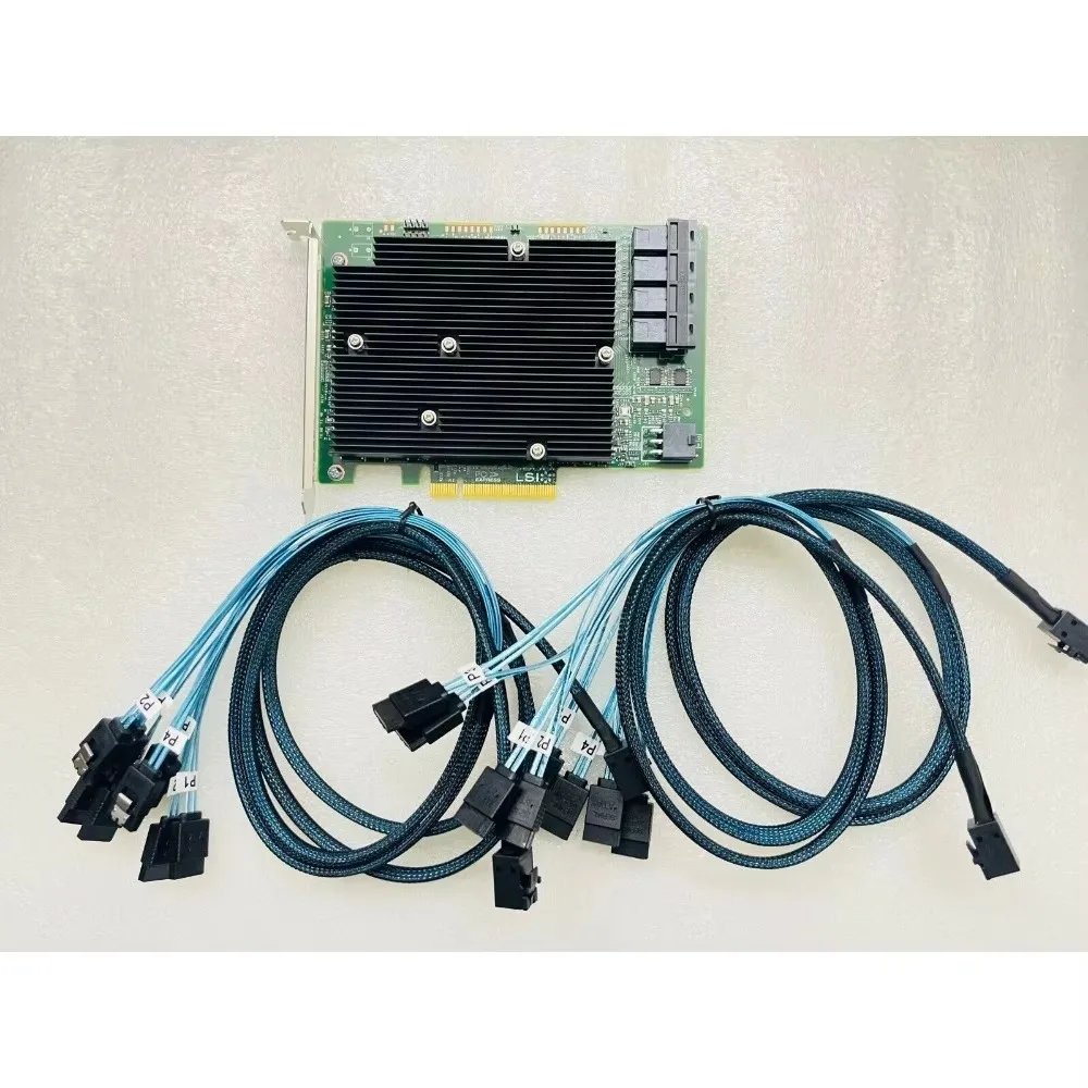 LSI SAS 9300-16i 12GB/S HBA BUS ADAPTER CARD IT โหมด 4 * SFF-8643 สาย SATA