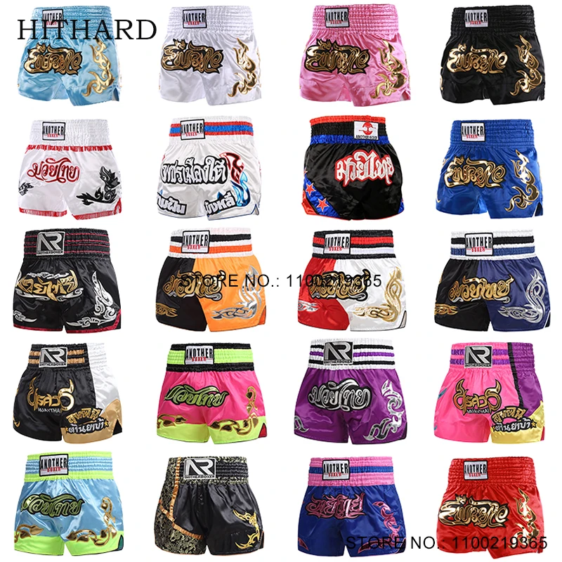 

Shorts Muay Thai Men Women Kids Boxing Shorts Satin Fighter Martial Arts MMA Training Clothing Gym Cage Fight Kickboxing Pants