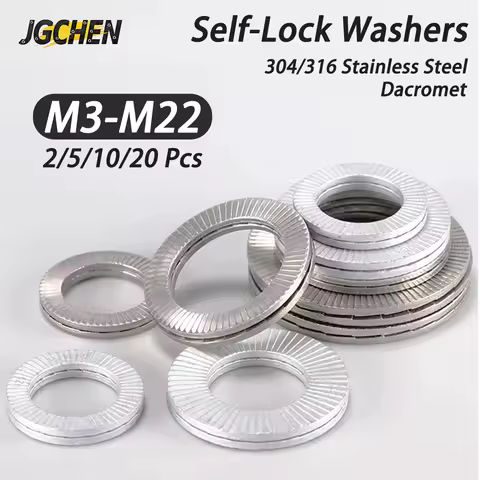 2-20 Pcs Double Deck Self-Lock Washers Genuine Wedge 316/304 Stainless Steel Dacromet M3 M4 M5 M6 M8 M10 M12 M14 M16 M18 M20 M22