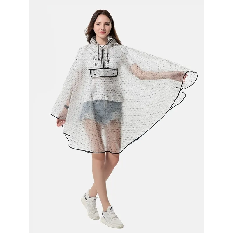 

1pc Fashionable Transparent Shawl Raincoat A Colorful Raincoat for Outdoor Cycling with Pockets for Storing Mobile Phones EVA