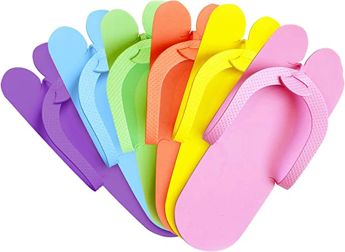 12Pairs Disposable Foam Slippers Random Color Pedicure Slippper For Salon Spa Pedicure Foot Flip Flop Slippers