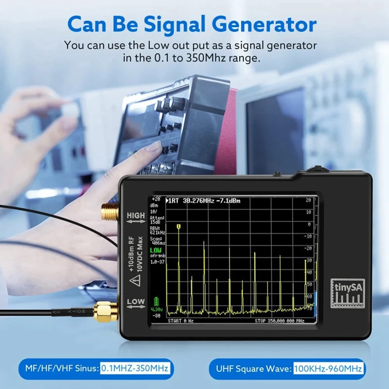 Hand Tiny Spectrum Analyzer 2.8 Inch Display 100Khz To 960Mhz With ESD Proteced Version Spectrum Analyzers