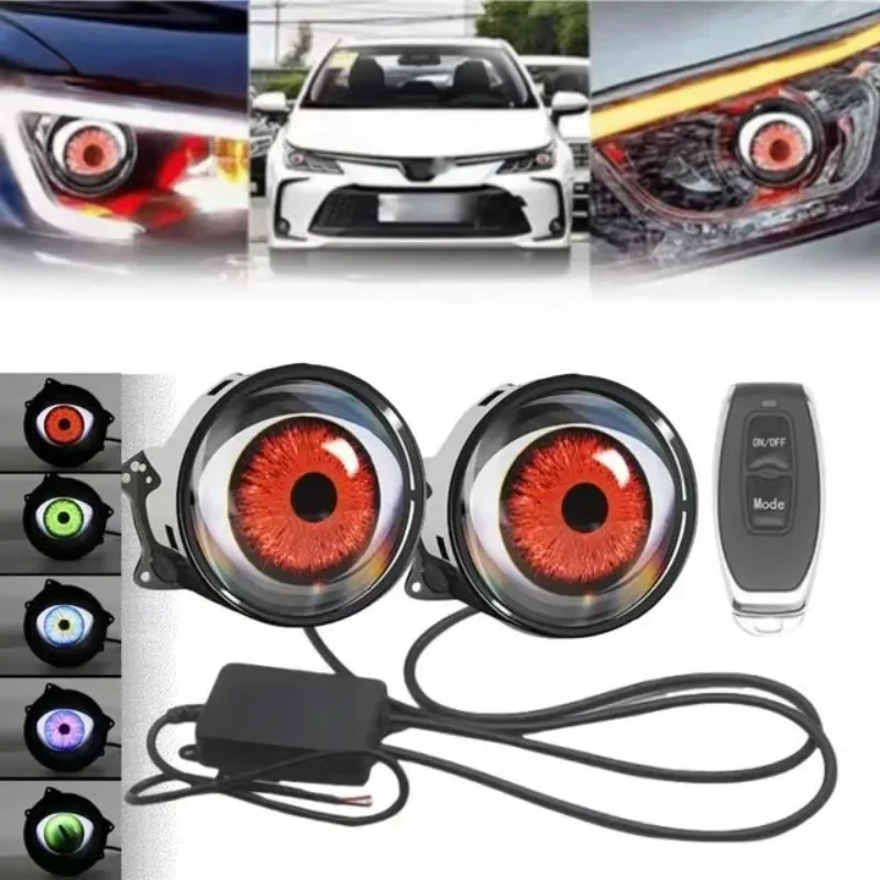 

Car Motorcycle Atmosphere Light with Devil Eye Lens Universal LED Headlight 6 Color Modes