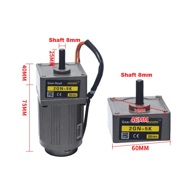 6W 220V 6.9RPM-415RPM AC Gear Reducer Motor 2IK6GN-C 2GN15K with Speed regulator Adjustable speed CW CCW