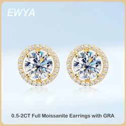 EWYA 2025 Trendy 1-4CT Full Moissanite Stud Earrings For Women Party Bridal Fine Jewelry S925 Sterling Silver Diamond Earring