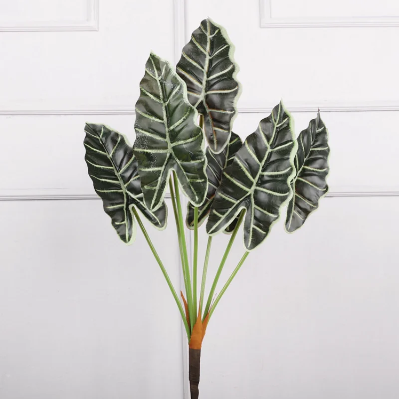 

7 вилок, листья алоказии, искусственное зеленое растение, имитация поддельной черепахи, тематический балкон, домашний сад, декоративный лист