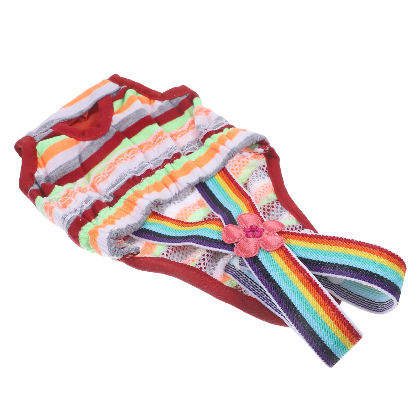 Female Dog Suspender Sanitary Pants Diaper with Colorful Strips - Size M (Random Color)