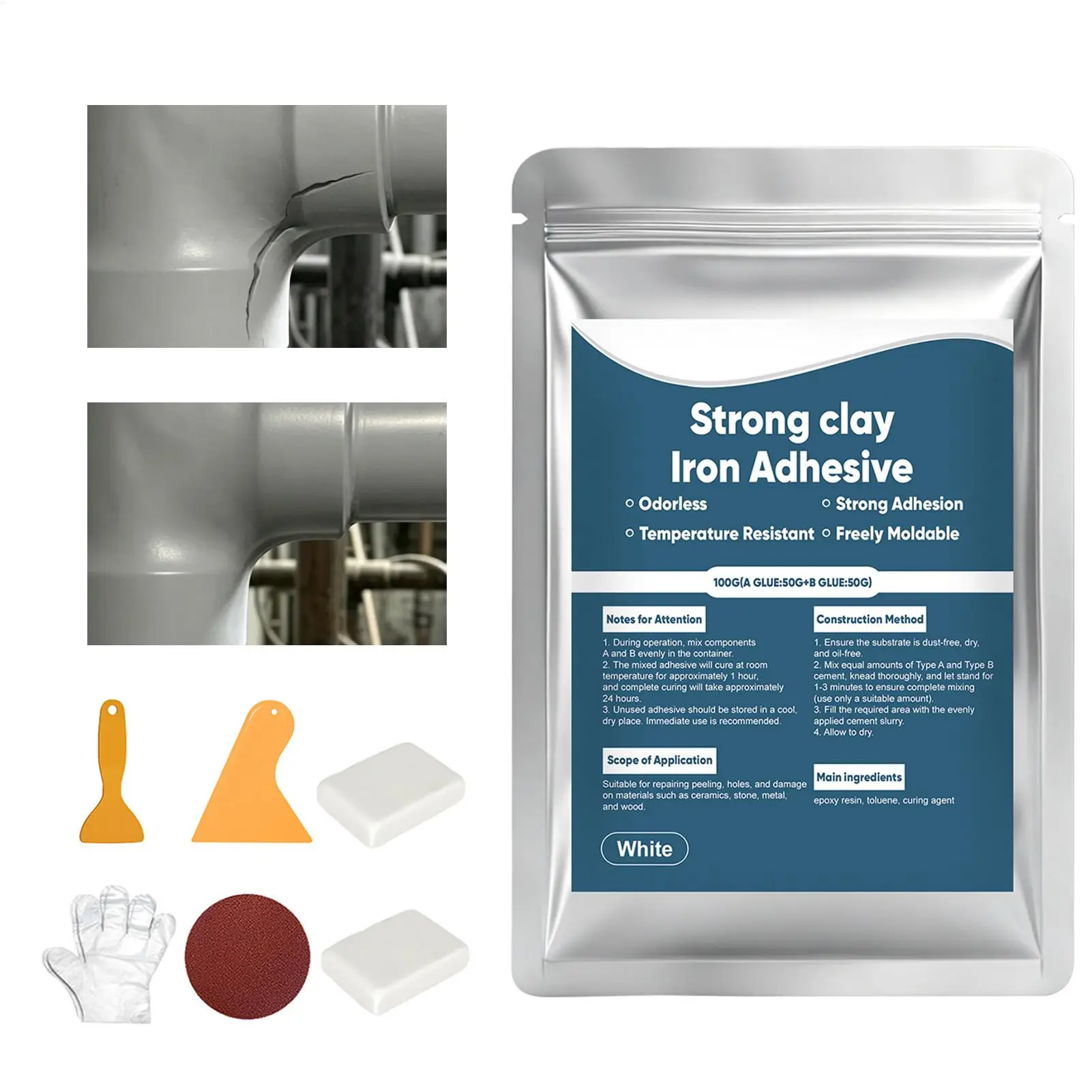 Epoxy Putty Multi-Purpose Fast Repair Filler Long-Lasting Wood Steel Reinforced Epoxy Putty for Home Kitchen Bathroom Outdoor