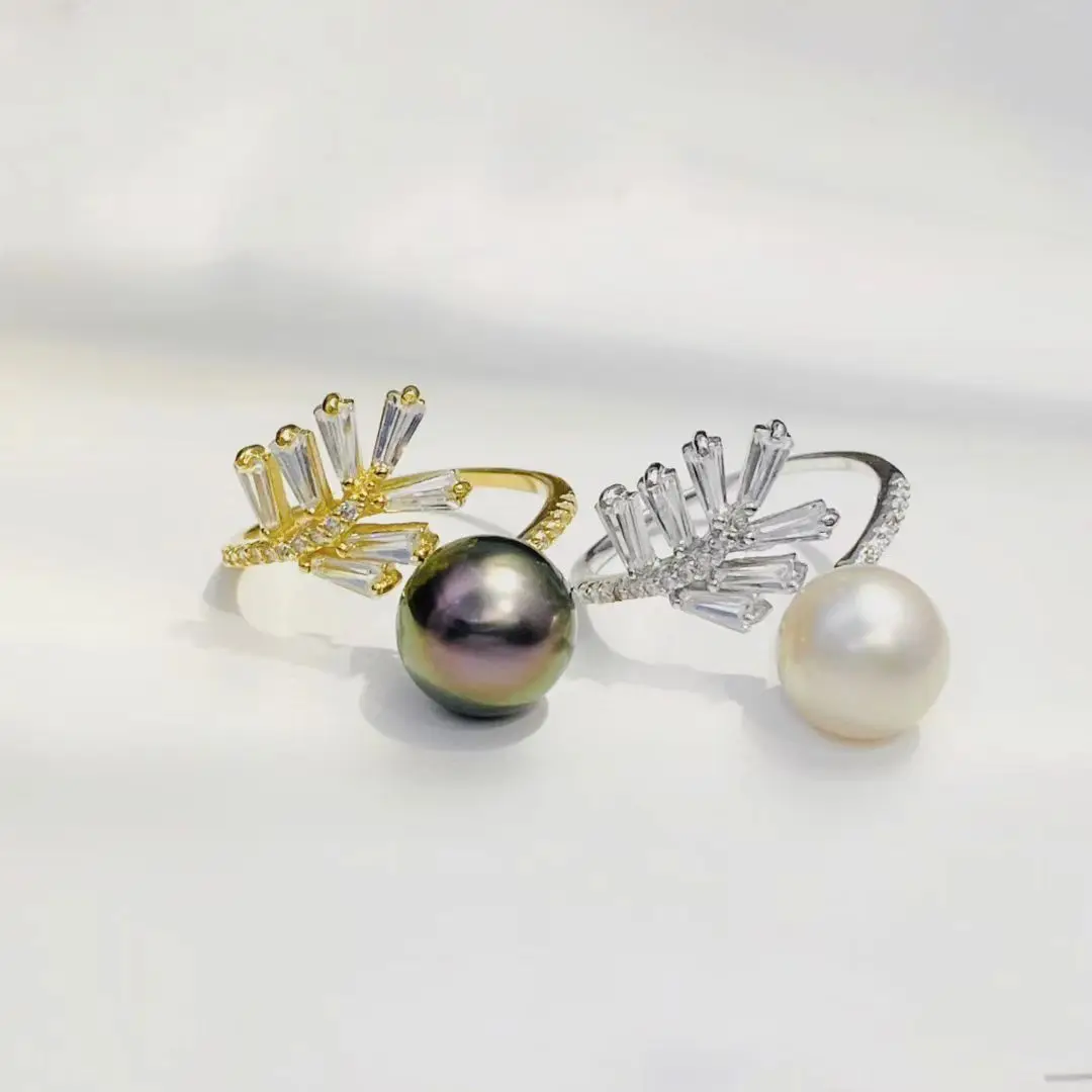 Wholesale S925 Sterling Silver Adjustable Ring Mount Settings Findings Mountings Accessory Parts for 8-9mm Pearls 5pcs/lot - view 3