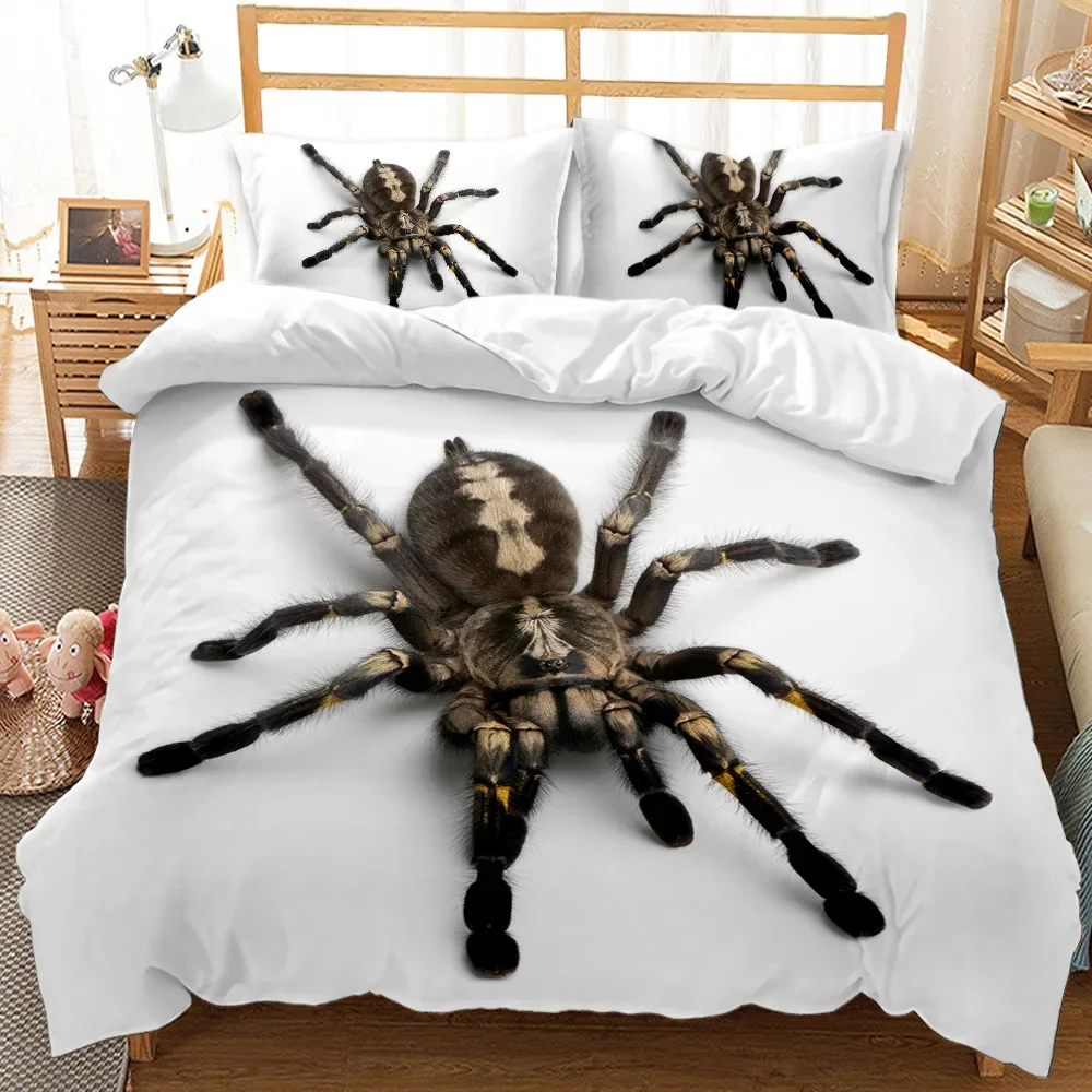 Spider Duvet Cover Set 3D Print Brown Spider Twin Comforter Cover Set Insect Theme Double Queen King Size Polyester Qulit Cover