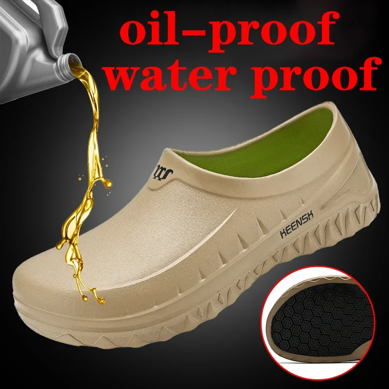 2024 Men Summer Slipper Kitchen Women Chef Shoes Work Flip-flop Waterproof Oil-proof Sandal Non-Slip Garden Men Weeding Shoes