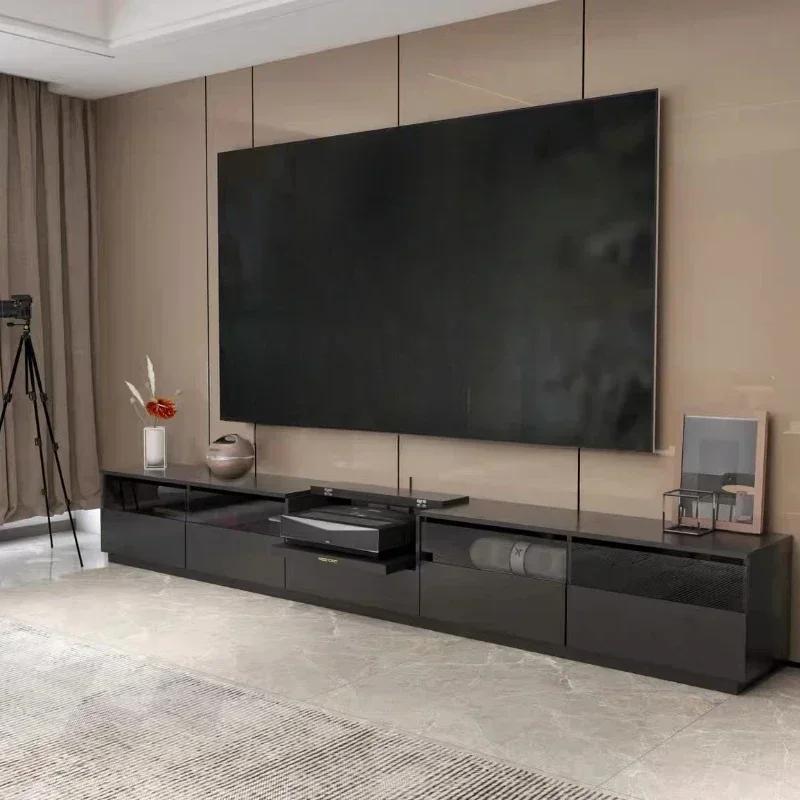 

practical The electric telescopic platform of wall-mounted hanging laser TV cabinet is modern, simple and luxurious.