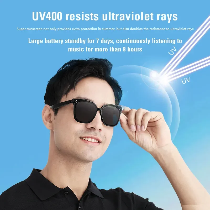 Smart Bluetooth Audio Glasses With Long Battery Life And Dual Device Connection Switch Anywhere UV 400 Protection Sunglasses