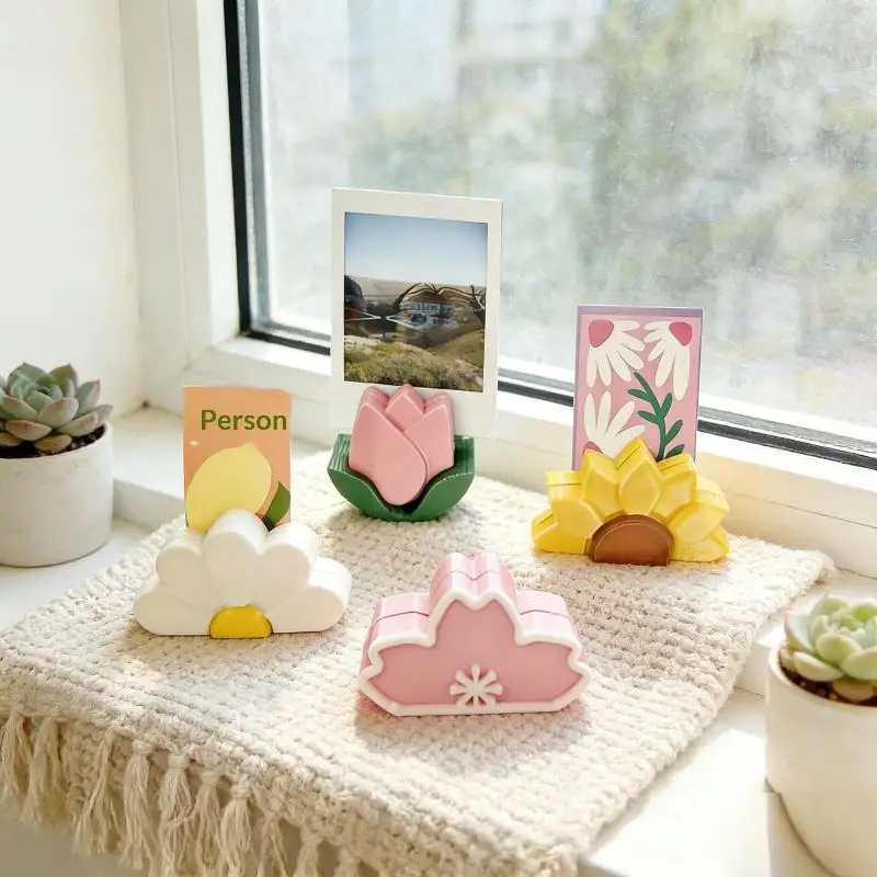3D Printed Flower Tulip Photo Album Stand Holder Photo Holder Decoration Fashion Photo Album Multifunctional Desktop Ornaments