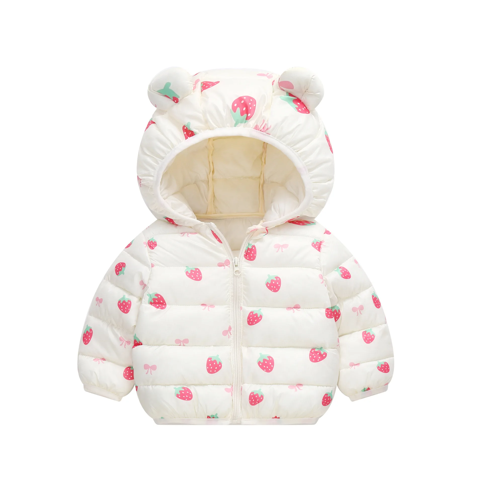 2024 Spring Autumn Winter Children Down Jacket Baby Boys Girls Cartoon Rabbit Hooded Coat Kids Polyester Fiber Zipper Outerwear