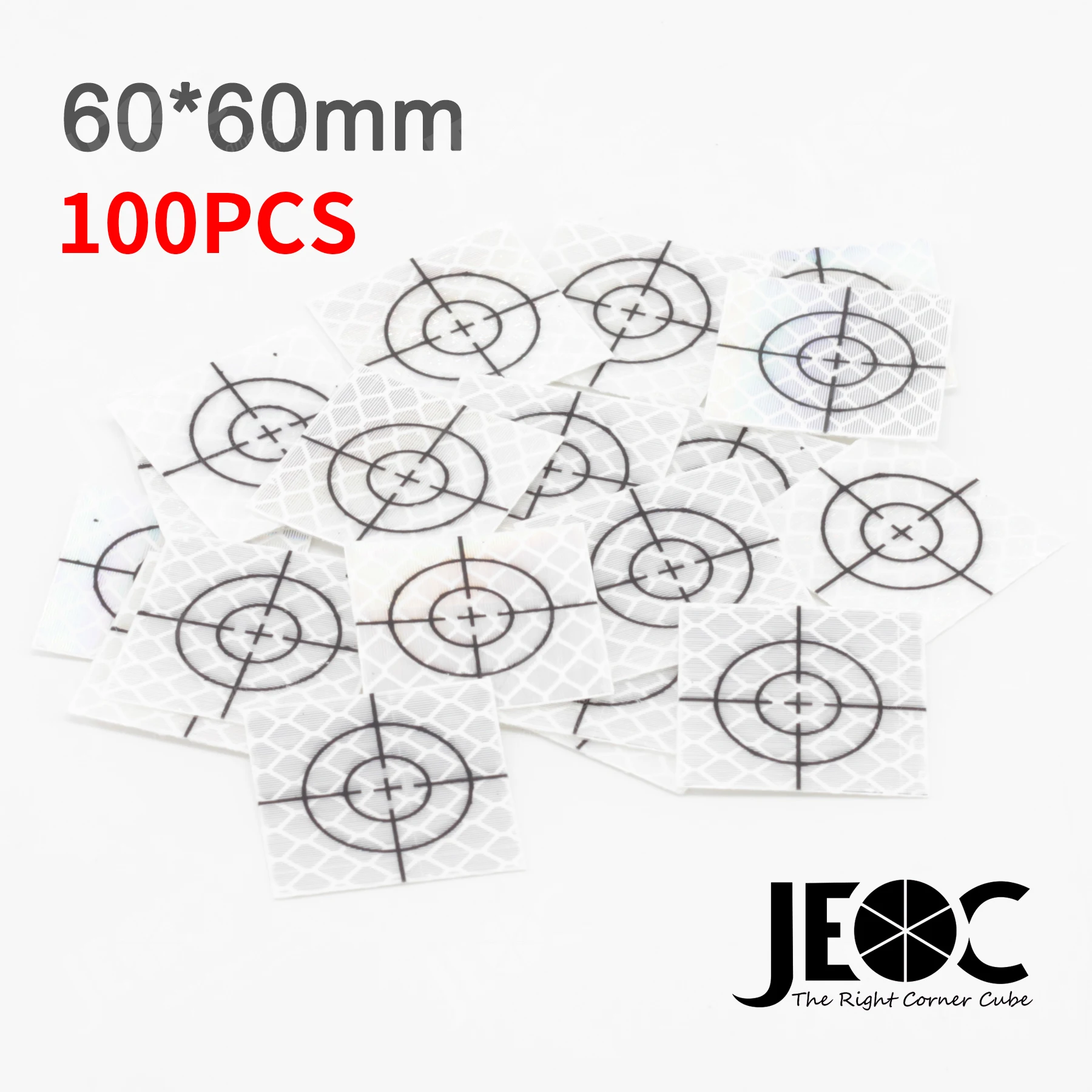 JEOC 100 Pcs Reflector Sheet Reflective Tape Target Total Station 20/30/40/50/60mm High Viscosity