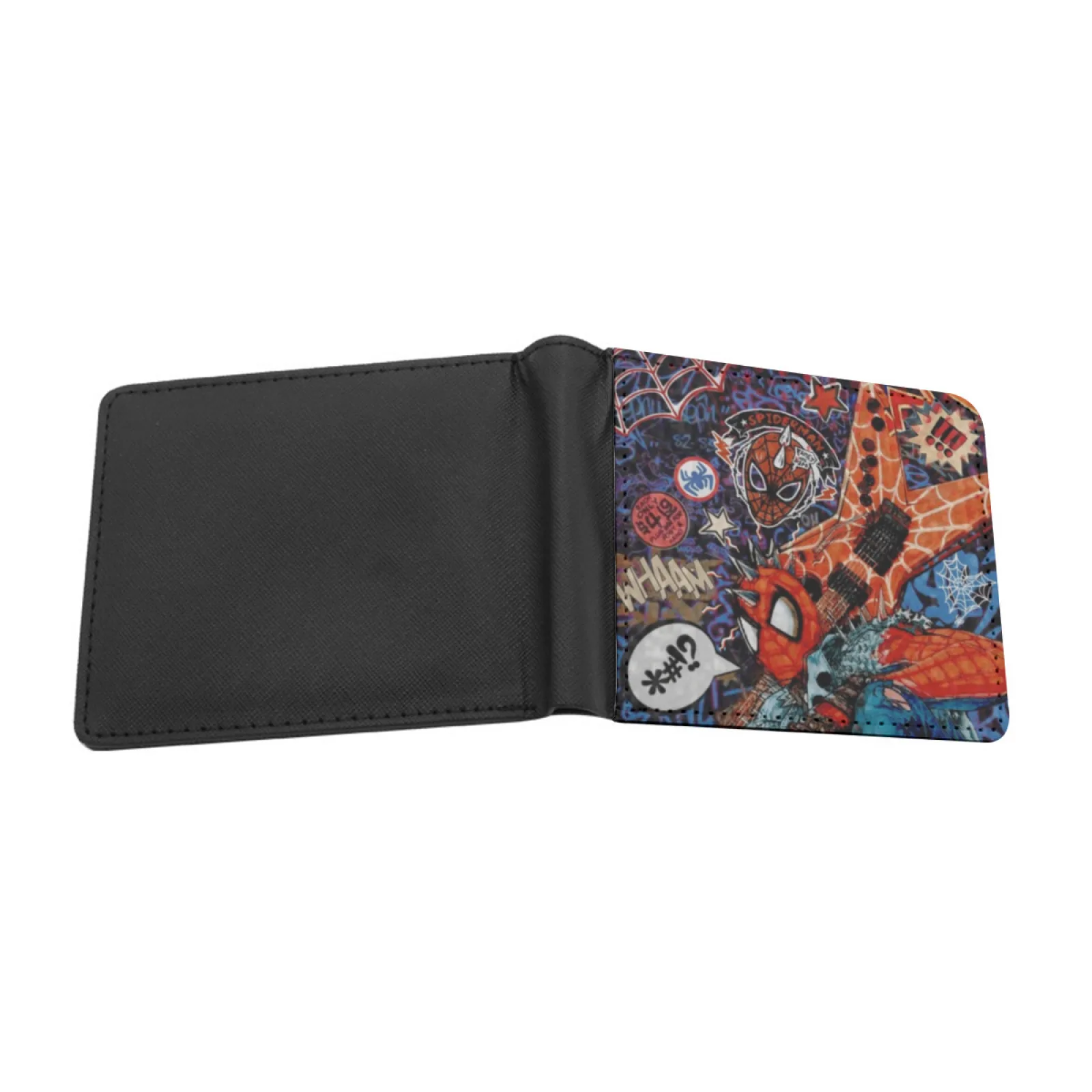 Spider Punk Leather Men Wallets Credit Card Holder Purse Black Wallet Spiderpunk Hobie Brown Comic Book Nerd Punk Spider Punk