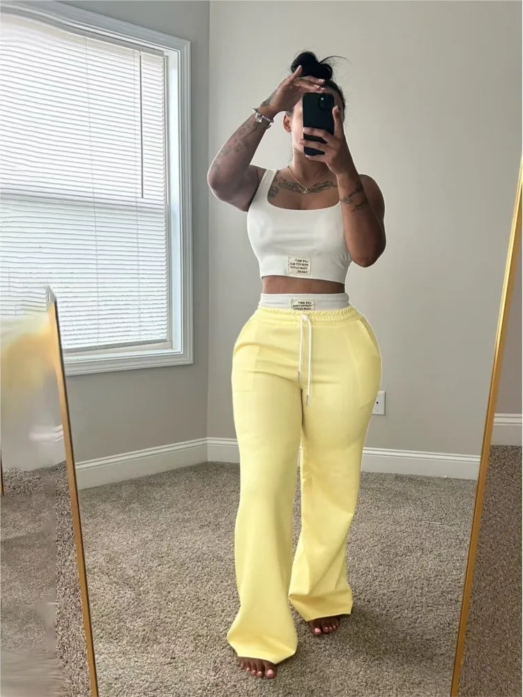 여성 여름 캐주얼 조끼 스포츠 바지 2피스 세트 패션 더블 웨이스트 엘라스틱 타이 슬림 핏 힙커버링 바지 여성 수트2026